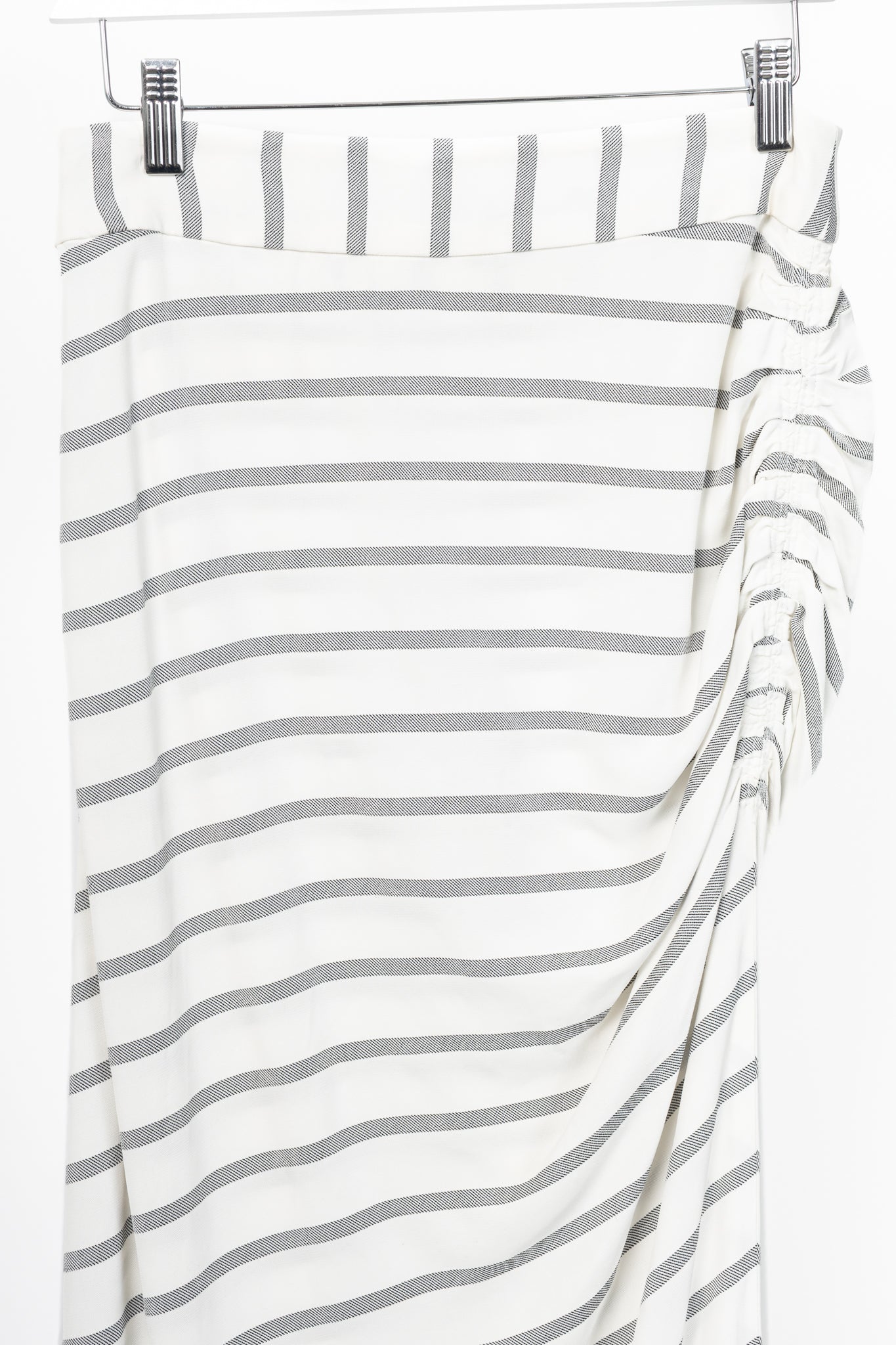 Smythe White & Black Diagonal Stripe Asymmetrical Midi Skirt