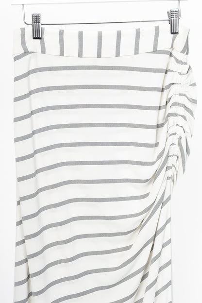 Smythe White & Black Diagonal Stripe Asymmetrical Midi Skirt