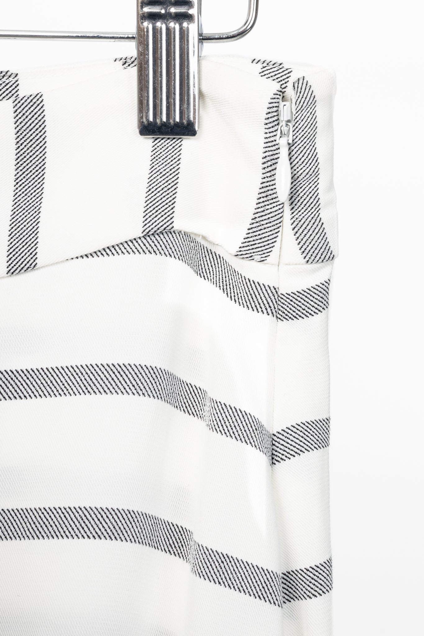 Smythe White & Black Diagonal Stripe Asymmetrical Midi Skirt