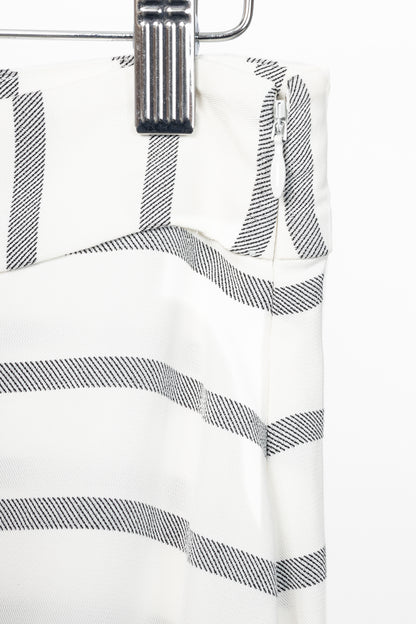 Smythe White & Black Diagonal Stripe Asymmetrical Midi Skirt