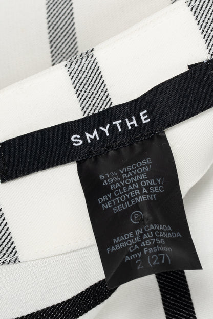 Smythe White & Black Diagonal Stripe Asymmetrical Midi Skirt