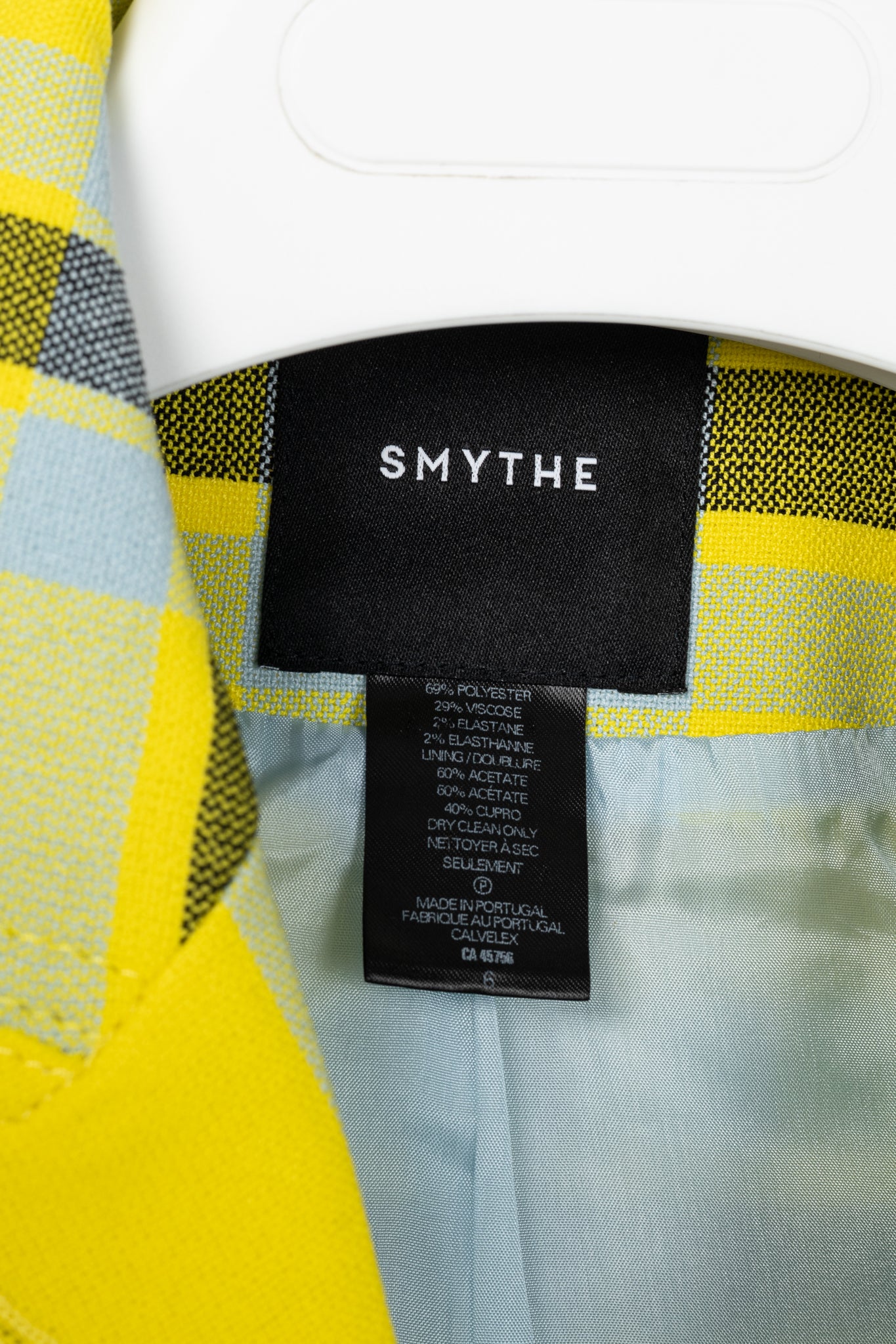 Smythe Lemon Plaid Pouf Sleeve One Button Blazer