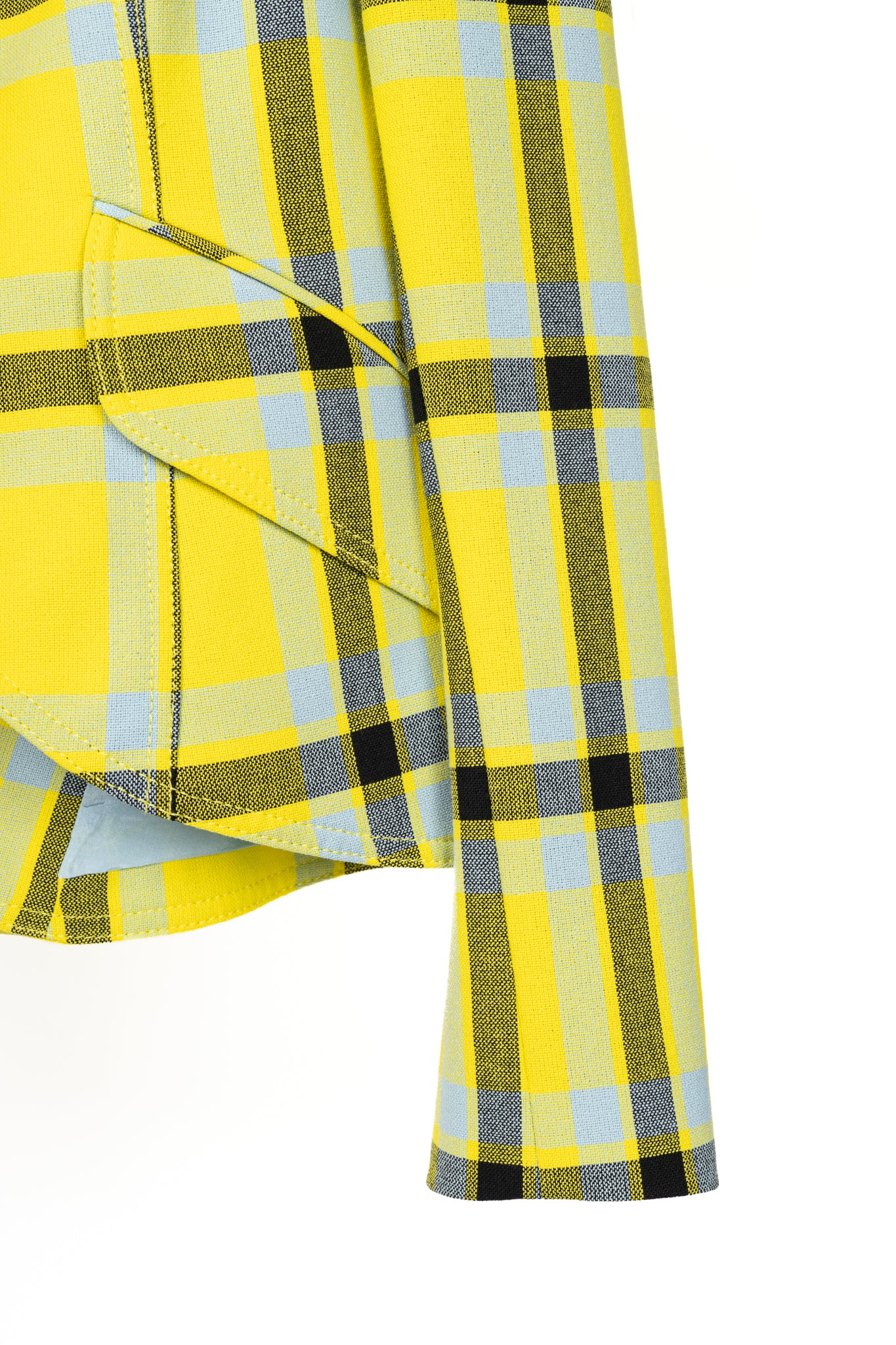 Smythe Lemon Plaid Pouf Sleeve One Button Blazer