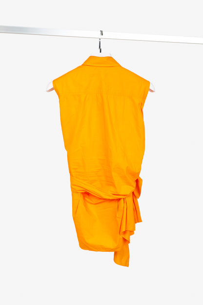 Sofie D'Hoore Orange Button Up Tie Front Shirt