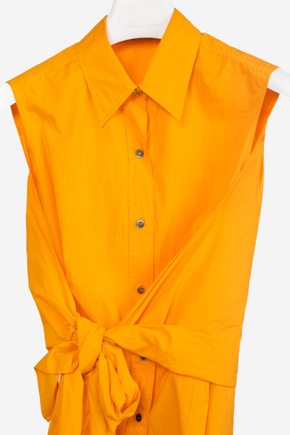 Sofie D'Hoore Orange Button Up Tie Front Shirt