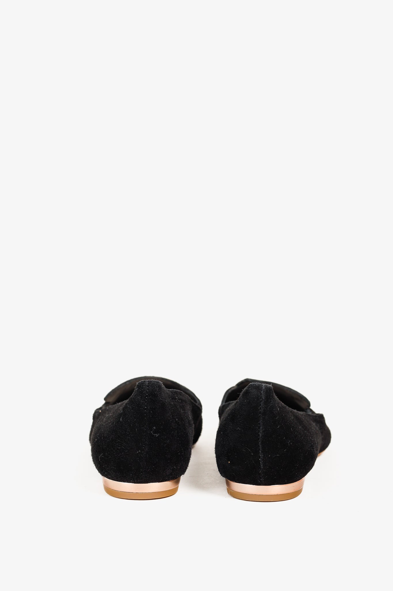 Sophia Webster Bibi Black & Rose Gold Butterfly Embroidered Suede Flats