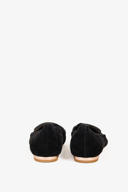 Sophia Webster Bibi Black & Rose Gold Butterfly Embroidered Suede Flats