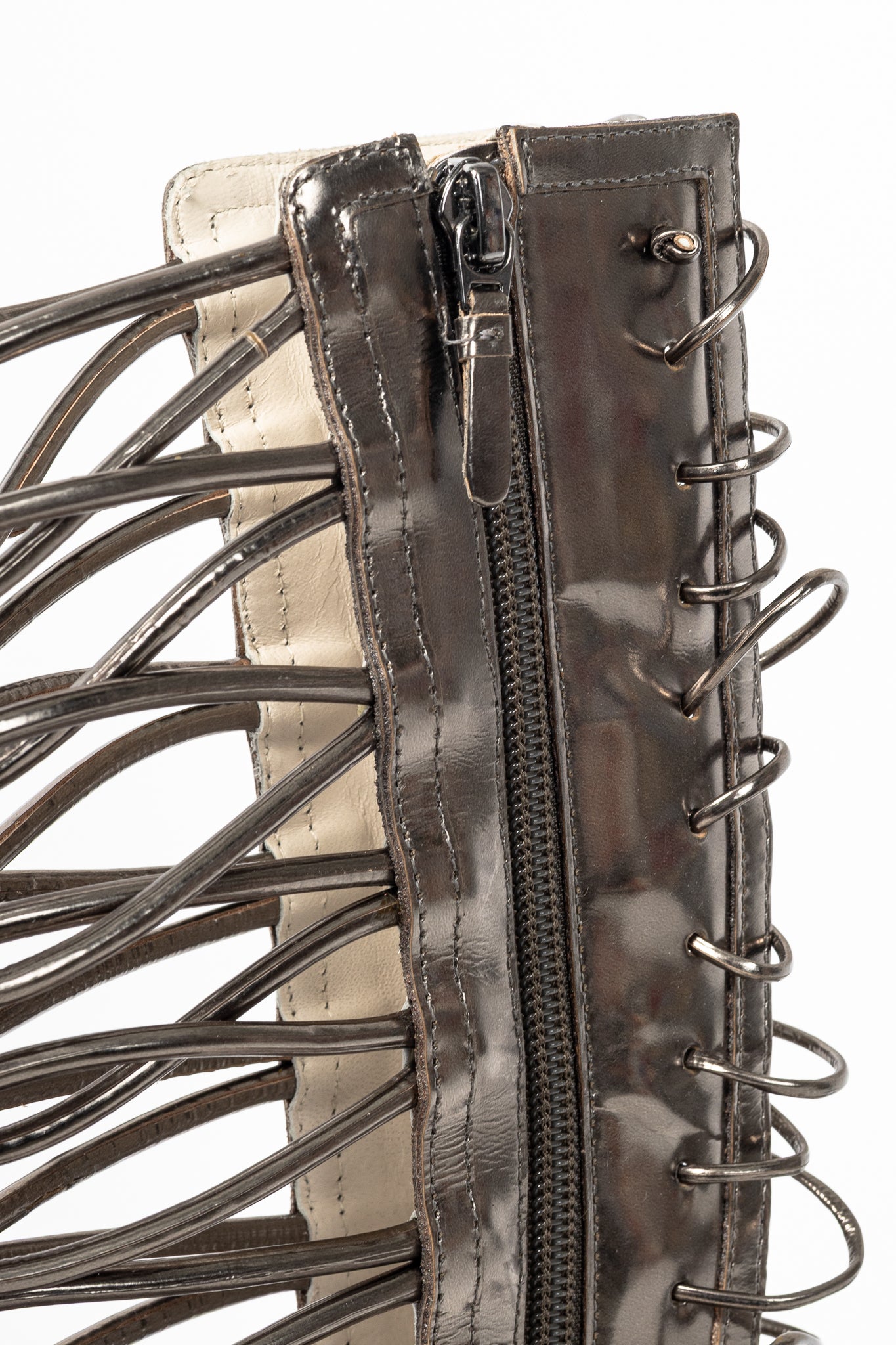 Sophia Webster Clementine Gunmetal Strappy To-The-Knee Gladiator Sandal Boots