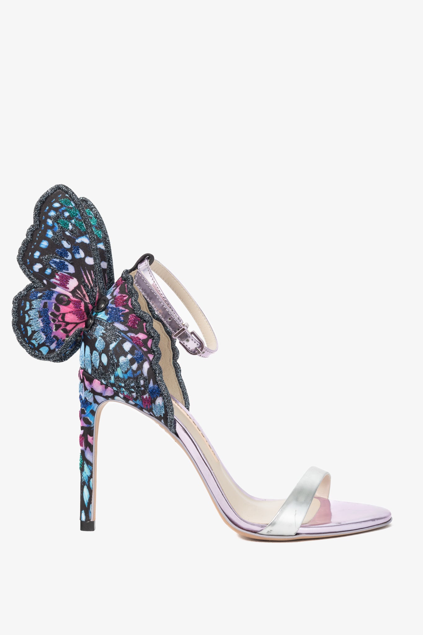 Sophia Webster Chiara Embroidery "Silver & Blue" Butterfly Sandals