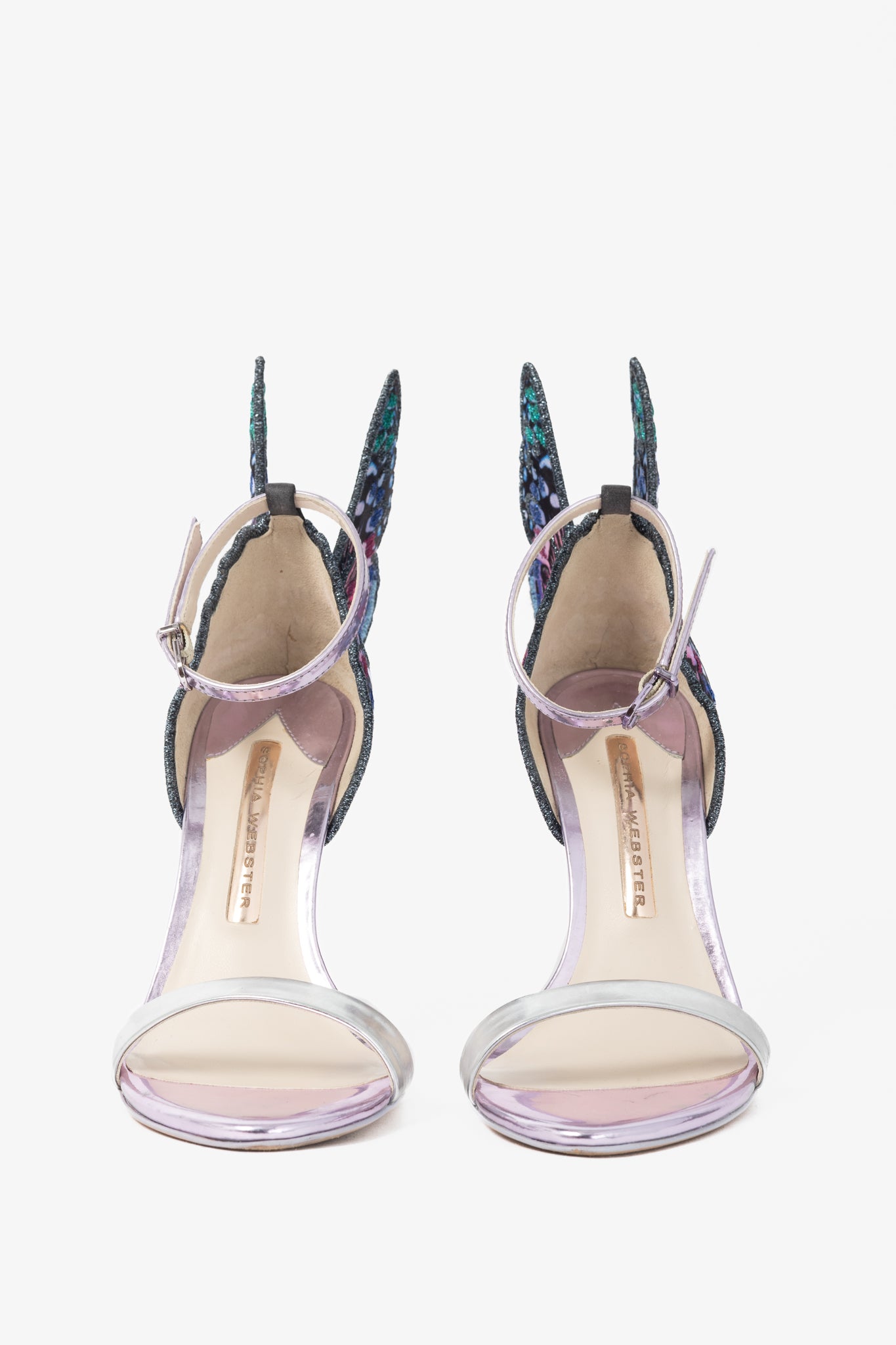 Sophia Webster Chiara Embroidery "Silver & Blue" Butterfly Sandals
