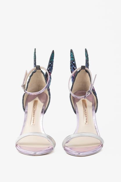 Sophia Webster Chiara Embroidery "Silver & Blue" Butterfly Sandals