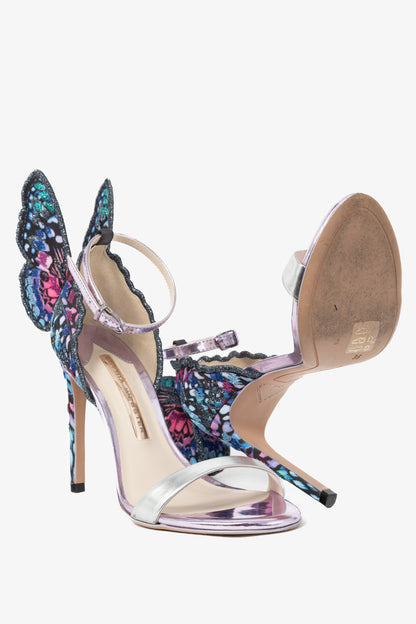 Sophia Webster Chiara Embroidery "Silver & Blue" Butterfly Sandals