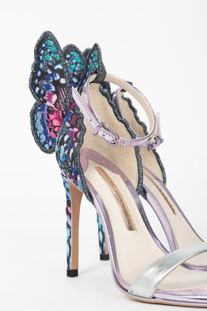 Sophia Webster Chiara Embroidery "Silver & Blue" Butterfly Sandals