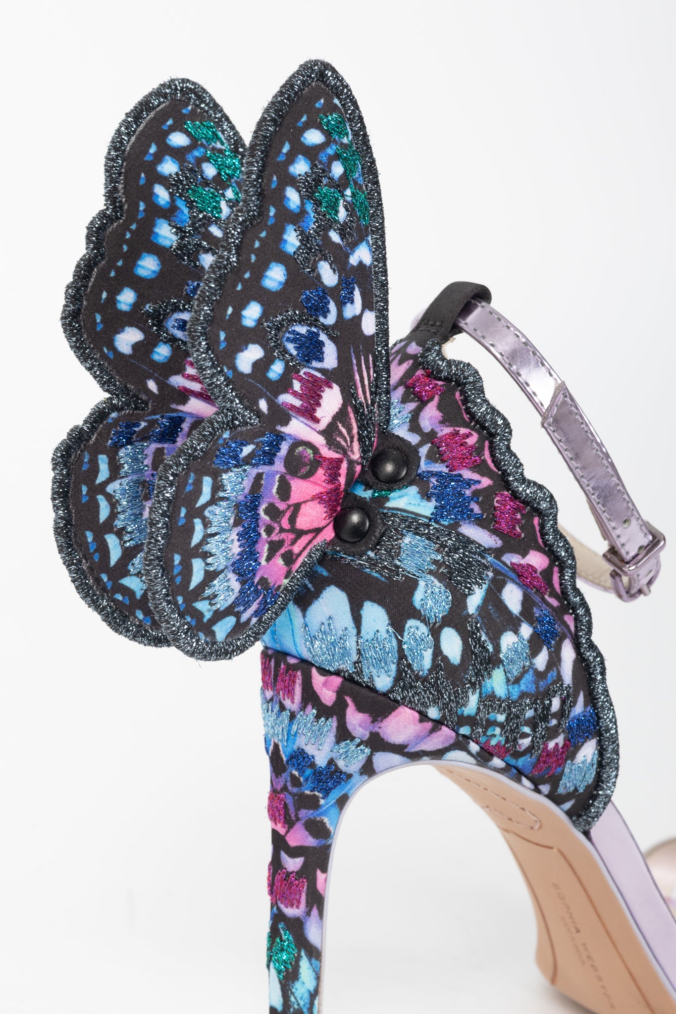 Sophia Webster Chiara Embroidery "Silver & Blue" Butterfly Sandals
