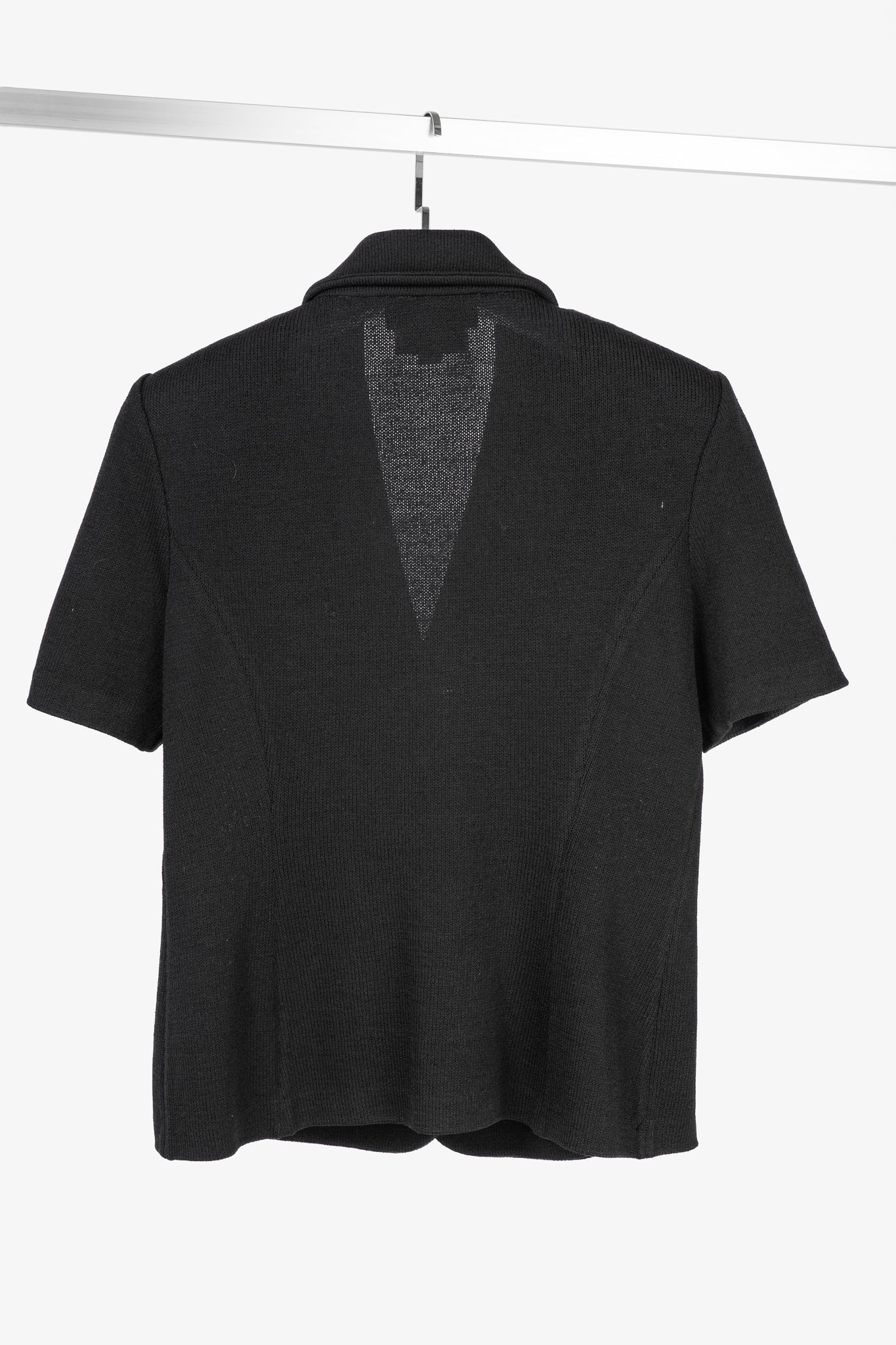 St. John Collection Vintage Black Wool-Knit Short-Sleeve Blazer