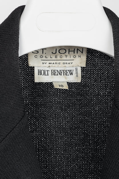 St. John Collection Vintage Black Wool-Knit Short-Sleeve Blazer