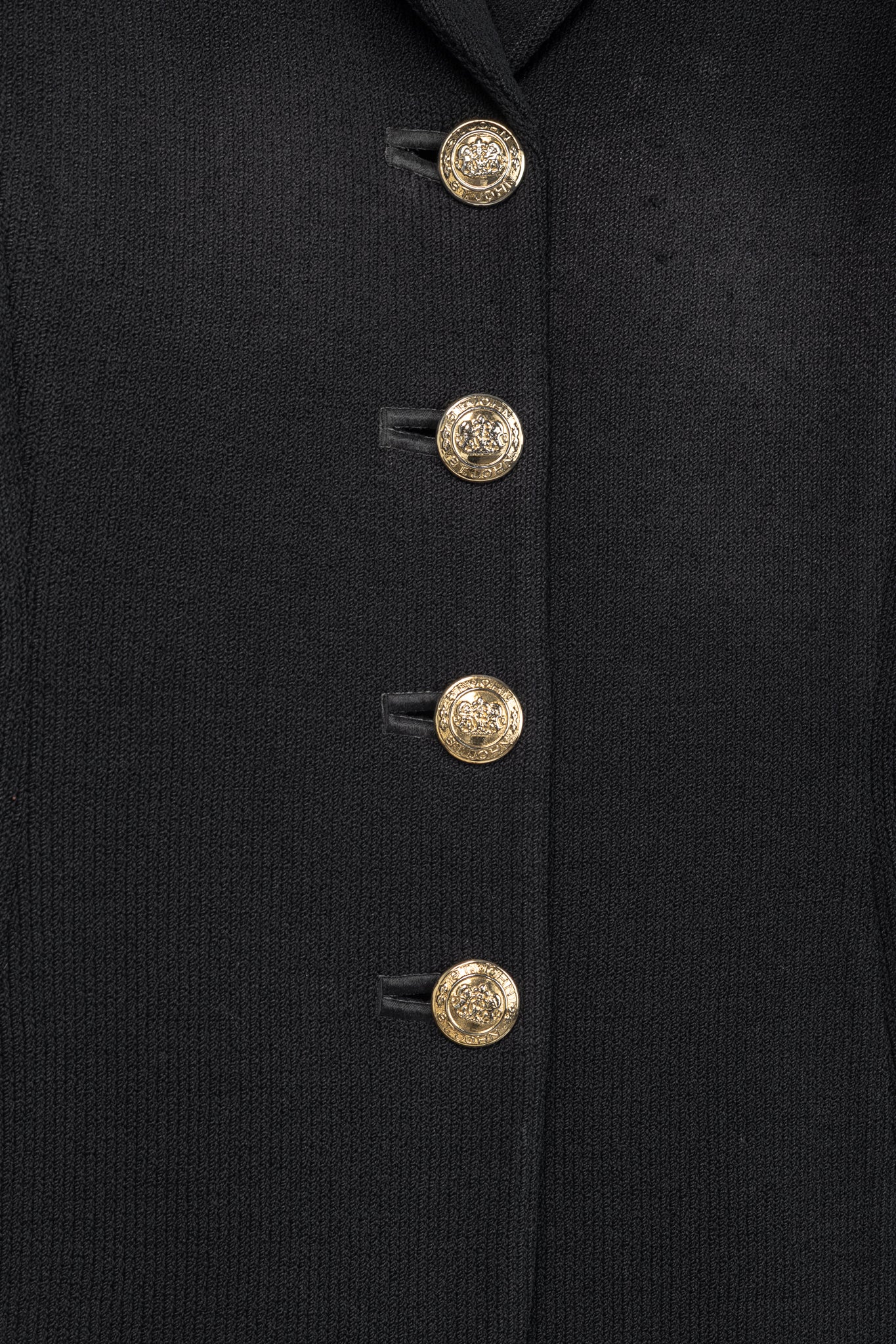 St. John Collection Vintage Black Wool-Knit Short-Sleeve Blazer