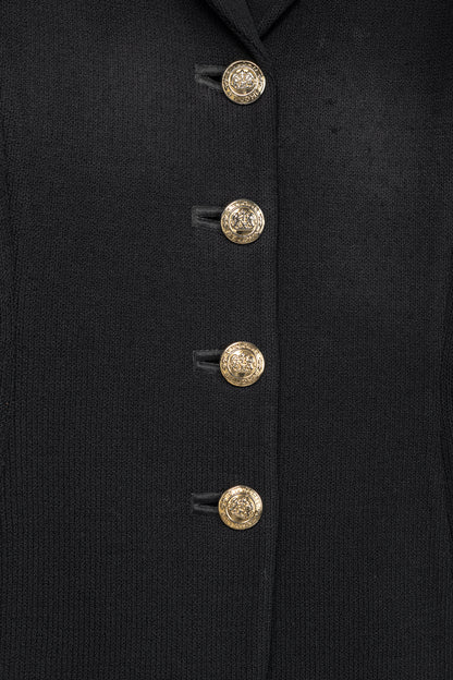 St. John Collection Vintage Black Wool-Knit Short-Sleeve Blazer