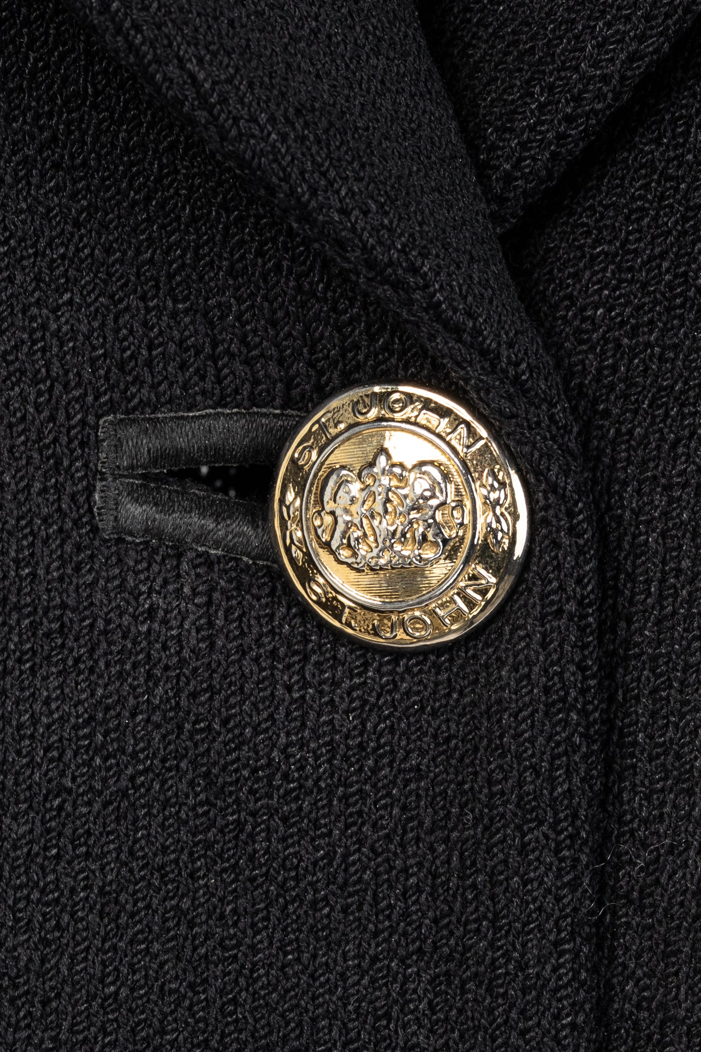 St. John Collection Vintage Black Wool-Knit Short-Sleeve Blazer