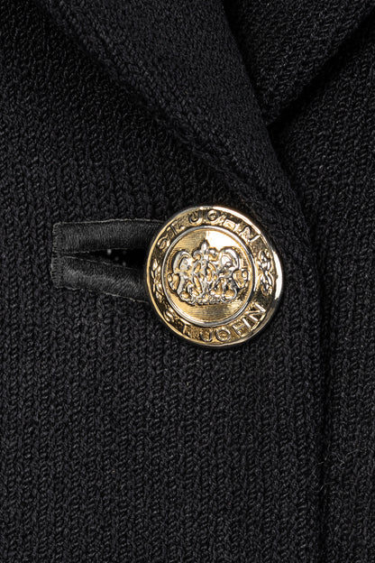 St. John Collection Vintage Black Wool-Knit Short-Sleeve Blazer