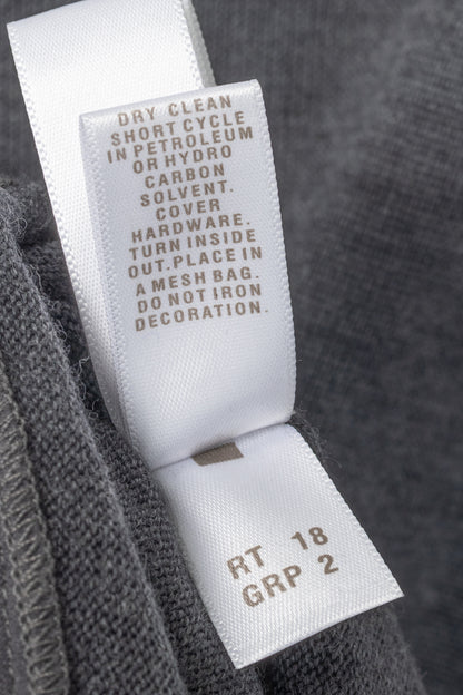 St. John R18 Grey Wool Asymmetrical Studded-Hem Sweater