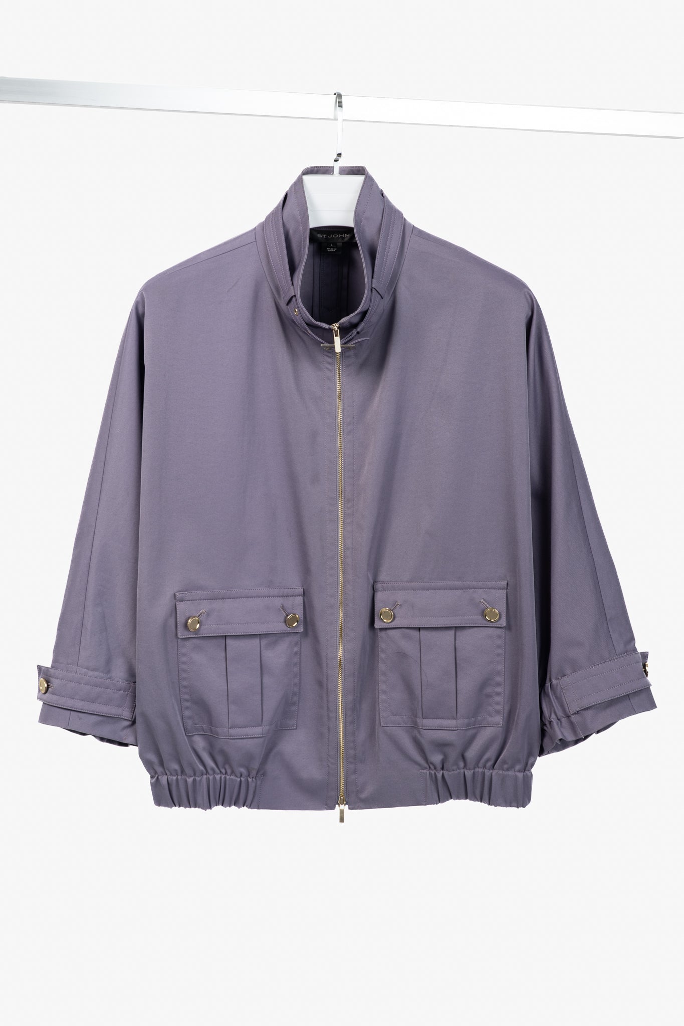 St. John PF/12 Purple Mock-Neck Blouson Jacket
