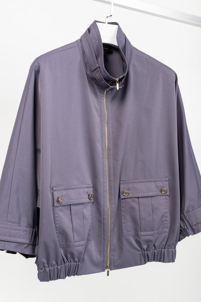 St. John PF/12 Purple Mock-Neck Blouson Jacket