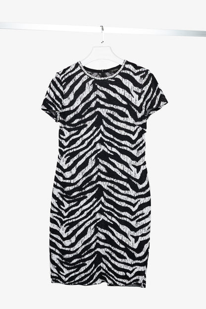 St. John PF19 Zebra-Jacquard Wool-Knit Dress