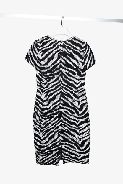 St. John PF19 Zebra-Jacquard Wool-Knit Dress