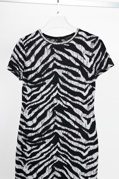 St. John PF19 Zebra-Jacquard Wool-Knit Dress