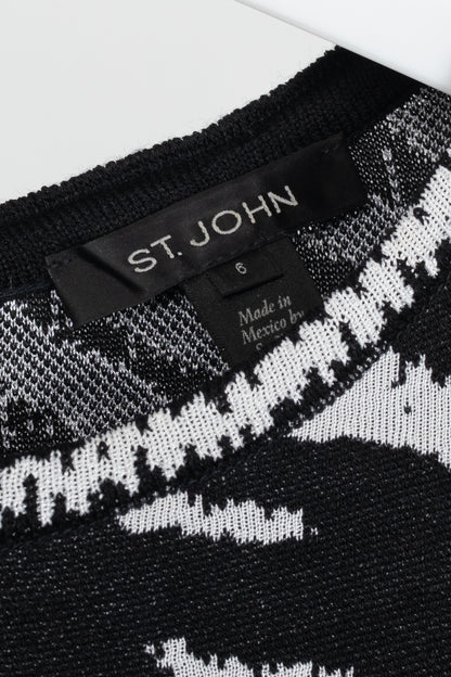 St. John PF19 Zebra-Jacquard Wool-Knit Dress