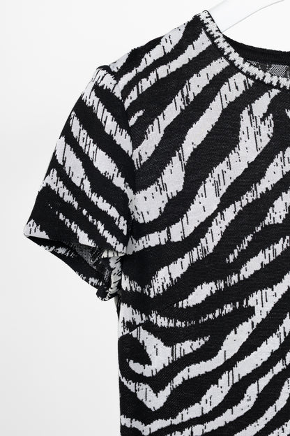 St. John PF19 Zebra-Jacquard Wool-Knit Dress
