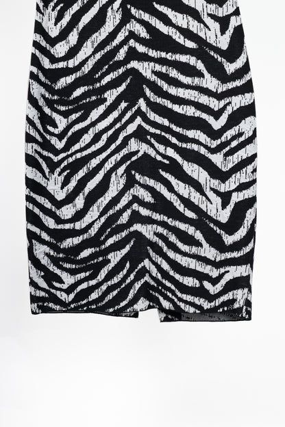 St. John PF19 Zebra-Jacquard Wool-Knit Dress