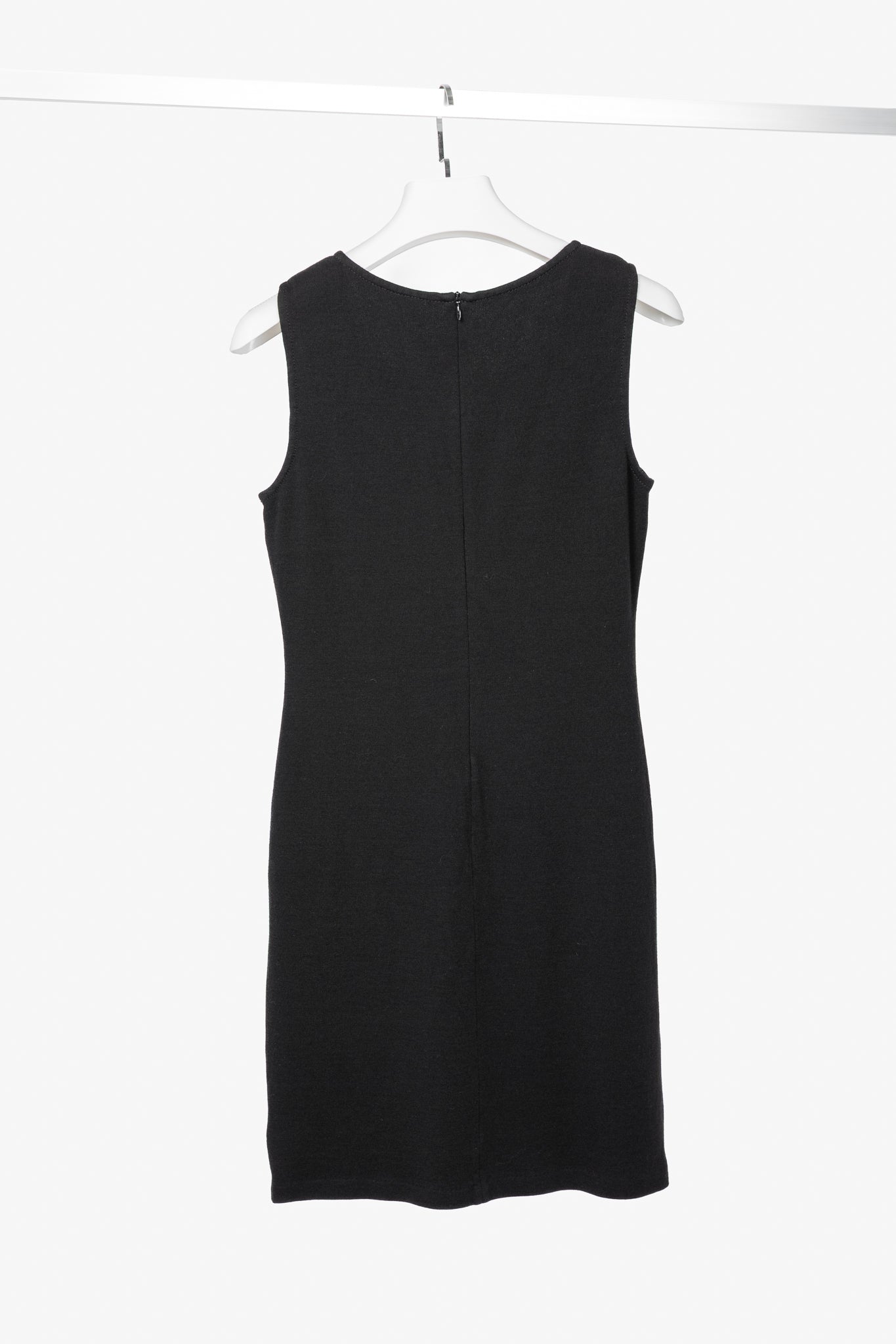 St. John Caviar AW16 Black Wool-Blend Knit Sleeveless Dress