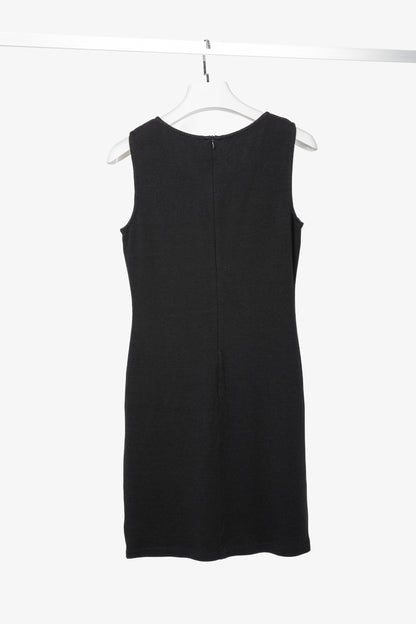 St. John Caviar AW16 Black Wool-Blend Knit Sleeveless Dress