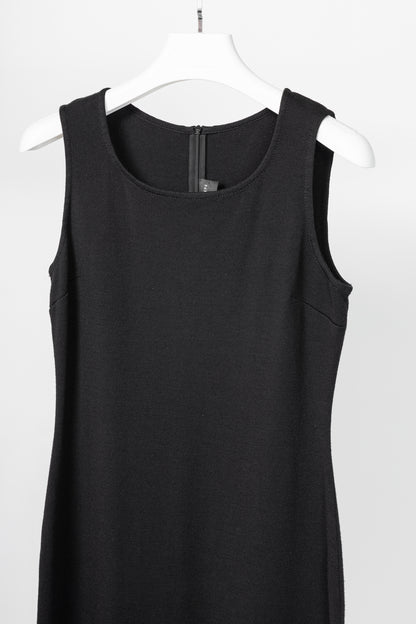 St. John Caviar AW16 Black Wool-Blend Knit Sleeveless Dress