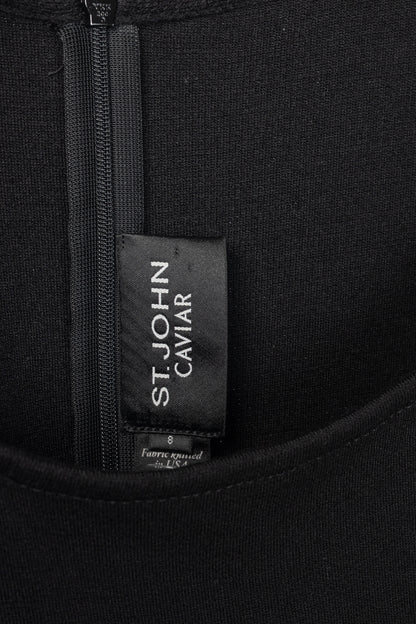 St. John Caviar AW16 Black Wool-Blend Knit Sleeveless Dress