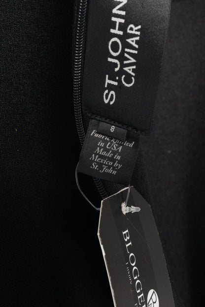 St. John Caviar AW16 Black Wool-Blend Knit Sleeveless Dress