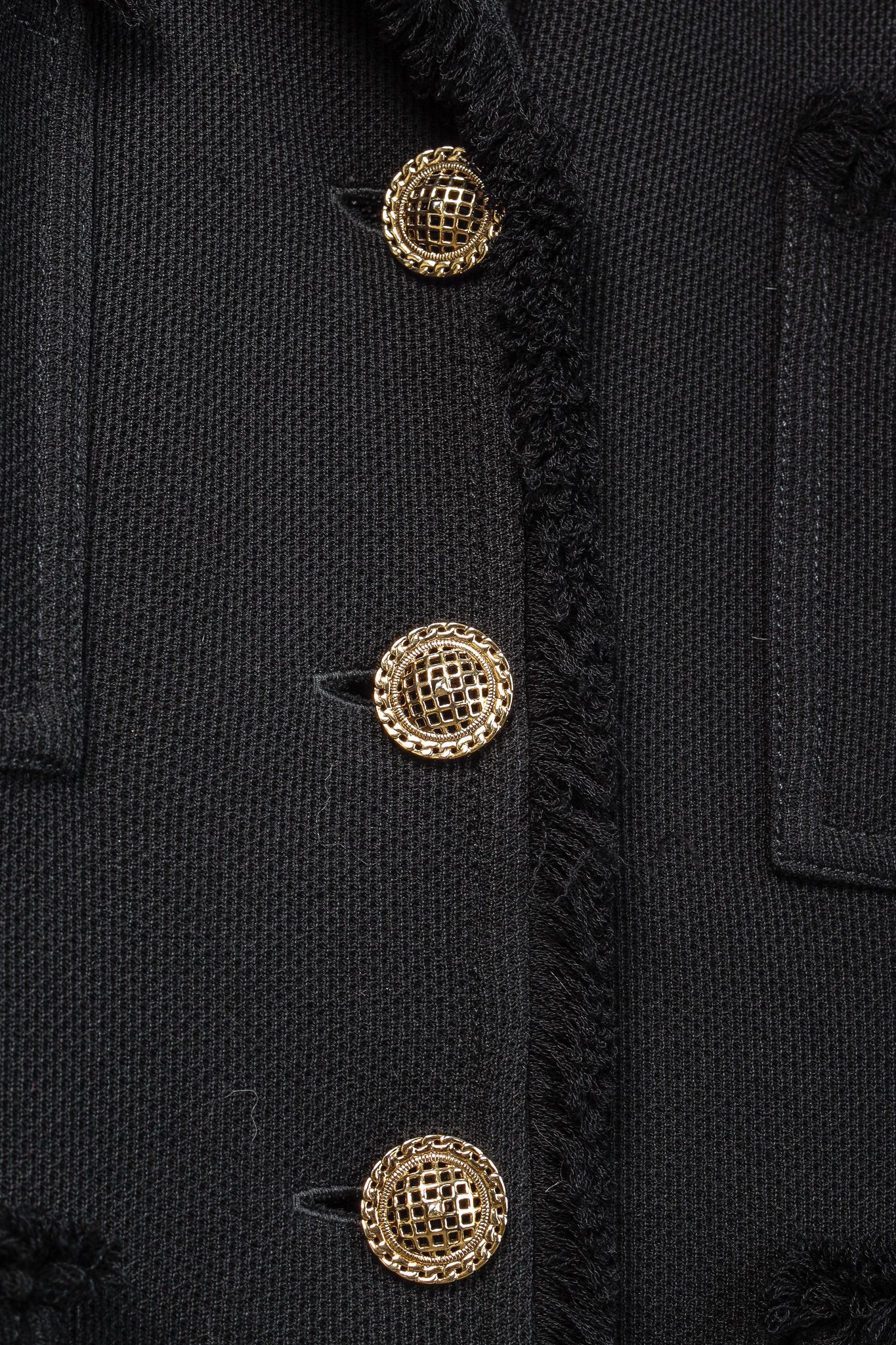 St. John Caviar Black Fringed Wool-Blend Milano Piqué Knit Coat