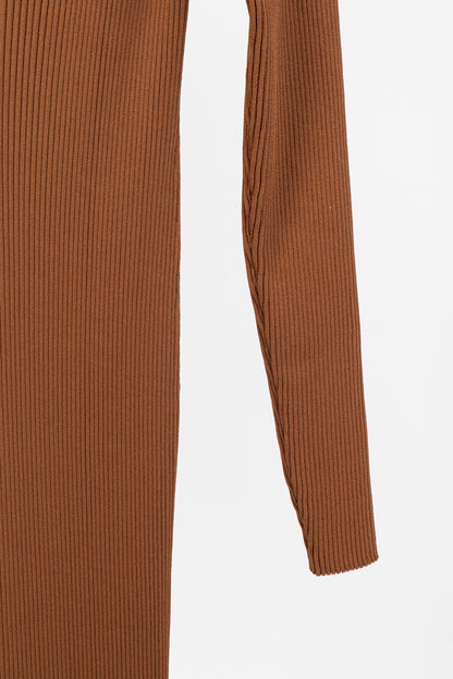 STAUD Shoko Tan & White Colourblock Sweater Dress