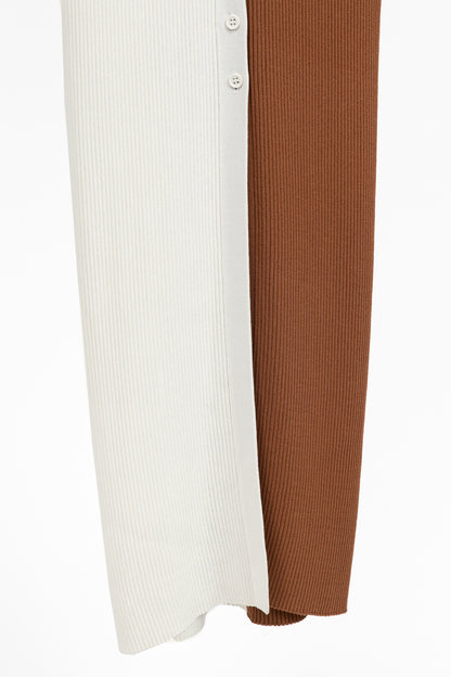 STAUD Shoko Tan & White Colourblock Sweater Dress