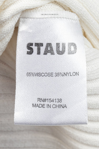STAUD Shoko Tan & White Colourblock Sweater Dress