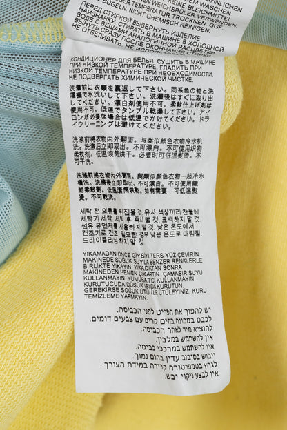 STAUD x New Balance Sunshine Yellow Cotton & Blue Mesh Striped Polo