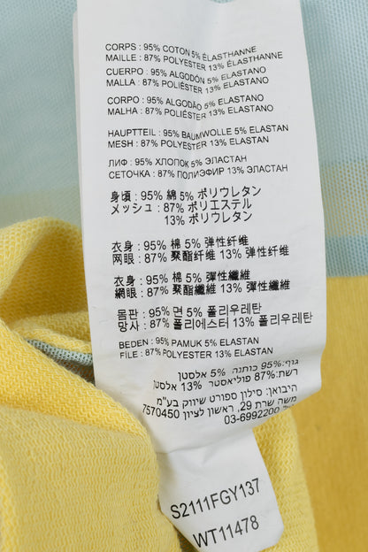 STAUD x New Balance Sunshine Yellow Cotton & Blue Mesh Striped Polo
