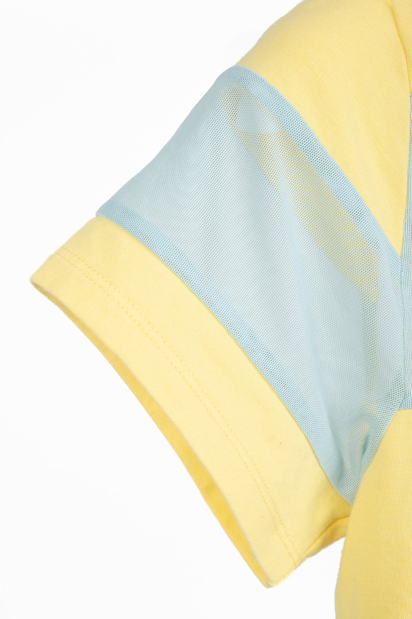 STAUD x New Balance Sunshine Yellow Cotton & Blue Mesh Striped Polo