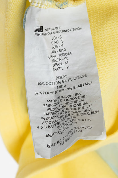 STAUD x New Balance Sunshine Yellow Cotton & Blue Mesh Striped Polo