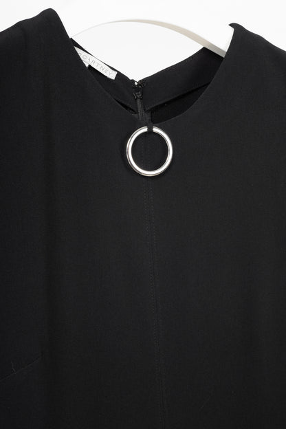 Stella McCartney PF17 Black Crepe O-Ring Midi Dress
