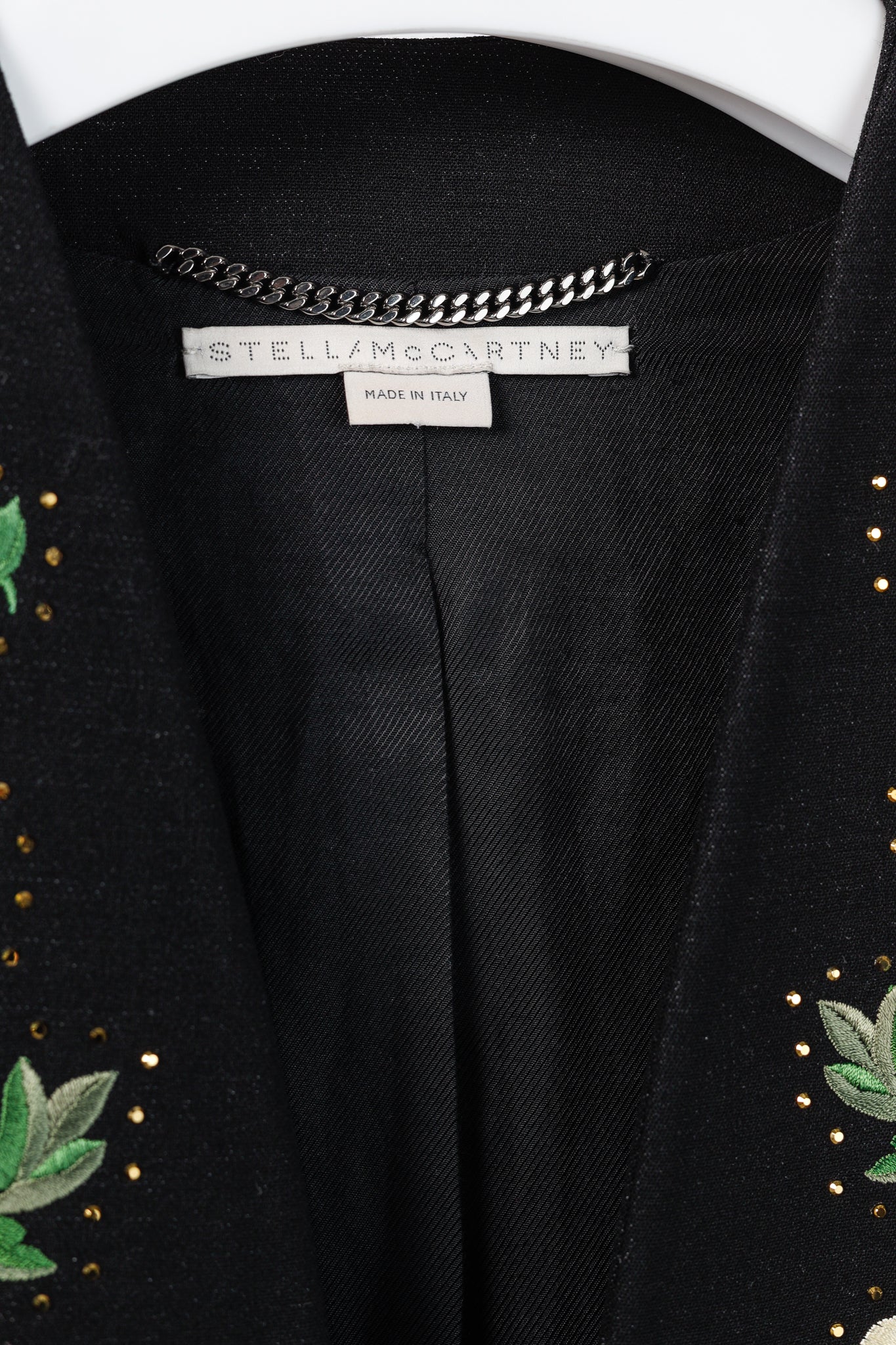 Stella McCartney Resort 2017 Black Wool Rhinestone Floral-Embroidered Blazer