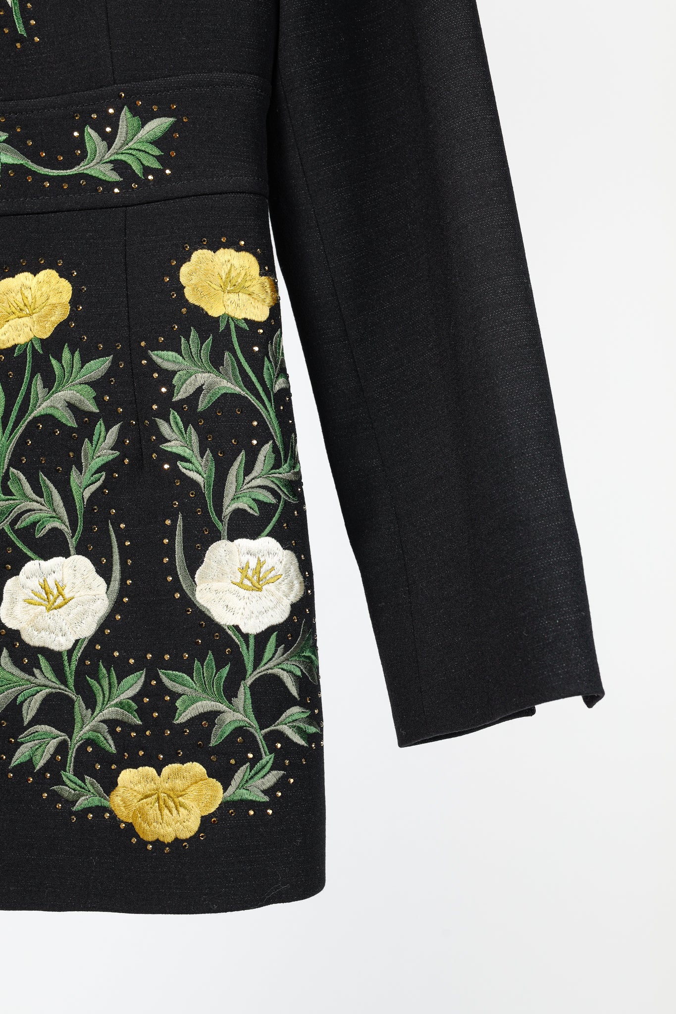 Stella McCartney Resort 2017 Black Wool Rhinestone Floral-Embroidered Blazer