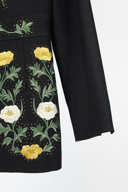 Stella McCartney Resort 2017 Black Wool Rhinestone Floral-Embroidered Blazer